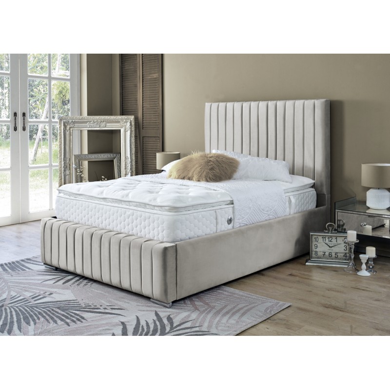 Yllas Velvet Beige 3ft Ottoman Bed